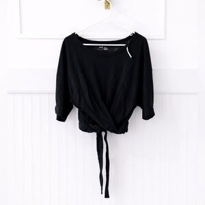 aerie Black Tie-Waist Crop Top